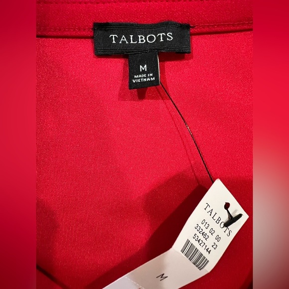 Talbots Women’s faux wrap blouse top long sleeve red Size Medium NWT - Picture 5 of 8